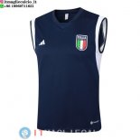 Senza Maniche Maglia Italia 2024 Blu Navy