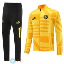 Giacca Set Completo Lunga Zip Manchester city 22-23 Nero Giallo