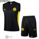 Senza Maniche Set Completo Maglia Borussia Dortmund 2024/2025 Nero Giallo