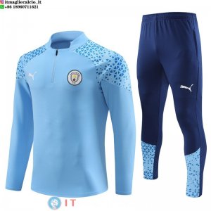 Felpa Da Allenamento Bambino Set Completo Manchester City 23-24 Blu