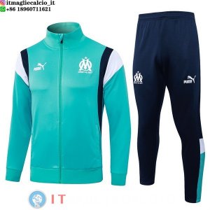 Giacca Set Completo Lunga Zip Marseille 23-24 Verde Bianco Blu