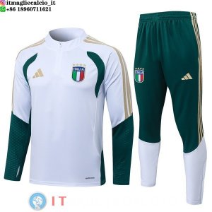 Tuta da Allenamento Italia Mezza Cerniera 2026 Bianco Verde