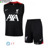 Senza Maniche Set Completo Maglia Liverpool 2024/2025 Nero Bianco Rosso