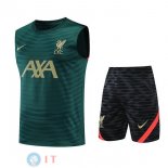 Senza Maniche Set Completo Maglia Liverpool 2022/2023 Verde Nero Giallo