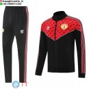 Giacca Lunga Zip Set Completo Manchester United 25-26 Nero Rosso
