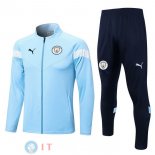 Giacca Set Completo Lunga Zip Manchester city 22-23 Blu Nero