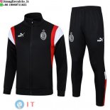 Giacca Set Completo Lunga Zip AC Milan 23-24 Nero Bianco Rosso