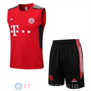 Senza Maniche Set Completo Maglia Bayern Monaco 2022/2023 Rosso Nero