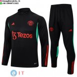 Felpa Da Allenamento Set Completo Manchester United 23-24 Nero I Rosso