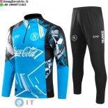 Felpa Da Allenamento Bambino Set Completo Napoli 24-25 Blu III Nero