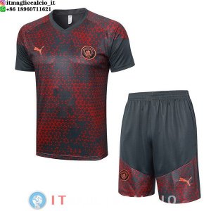 Formazione Set Completo Maglia Manchester city 2023/2024 Rosso Grigio