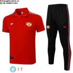 POLO Maglia Set Completo Manchester United 2025/2026 Rosso Nero POLO Maglia Set Completo Manchester United 2025/2026 Rosso Nero