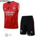 Senza Maniche Set Completo Maglia Arsenal 2023/2024 Rosso Bianco Nero