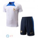 Formazione Set Completo Maglia Francia 2022 Bianco Blu