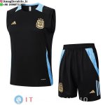 Senza Maniche Set Completo Maglia Argentina 2024 Nero Blu