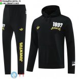 Giacca Felpa Cappuccio Set Completo Juventus 24-25 Nero