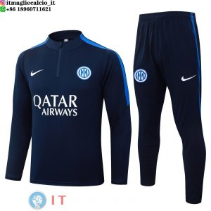 Tuta da Allenamento Bambino Inter Milan Mezza Cerniera 26-27 Blu Navy