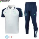 POLO Maglia Set Completo Ajax 2023/2024 Bianco Blu