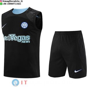 Senza Maniche Set Completo Maglia Inter Milan 2023/2024 Nero