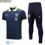 POLO Maglia Set Completo Brasile 2023/2024 Blu Navy I Verde