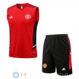 Senza Maniche Set Completo Maglia Manchester United 2022/2023 Rosso III Nero