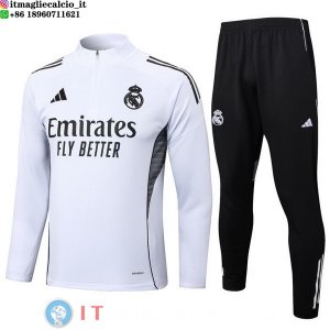 Felpa Da Allenamento Set Completo Real Madrid 25-26 Bianco I Nero