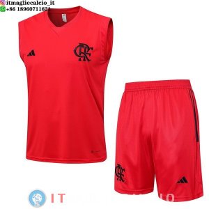 Senza Maniche Set Completo Maglia Flamengo 2023/2024 Rosso