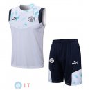 Senza Maniche Set Completo Maglia Manchester city 2022/2023 Bianco Blu