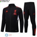 Giacca Lunga Zip Set Completo Liverpool 25-26 Nero Rosso