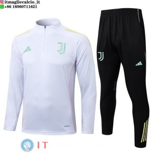 Felpa Da Allenamento Bambino Set Completo Juventus 25-26 Bianco Rosa Nero