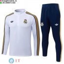 Tuta da Allenamento Bambino Real Madrid Mezza Cerniera 26-27 Bianco Giallo Blu Navy