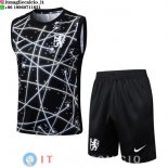 Senza Maniche Set Completo Maglia Chelsea 2025/2026 Nero Bianco