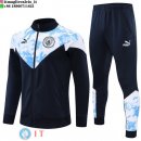 Giacca Set Completo Lunga Zip Manchester city 22-23 Blu Navy Bianco