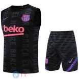 Senza Maniche Set Completo Maglia Barcellona 2022/2023 Nero Purpureo