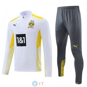 Giacca Set Completo Borussia Dortmund 21-22 Bianco Giallo Grigio