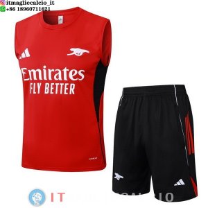 Senza Maniche Set Completo Maglia Arsenal 2025/2026 Rosso Nero