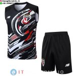 Senza Maniche Set Completo Maglia São Paulo 2025/2026 Nero Rosso Senza Maniche Set Completo Maglia São Paulo 2025/2026 Nero Rosso