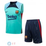 Senza Maniche Set Completo Maglia Barcellona 2022/2023 Blu Verde