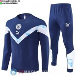 Felpa Da Allenamento Set Completo Manchester city 22-23 Blu Navy Bianco