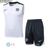 Senza Maniche Set Completo Maglia Chelsea 2025/2026 Bianco Nero
