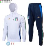 Felpa Cappuccio Set Completo Italia 2024 Bianco