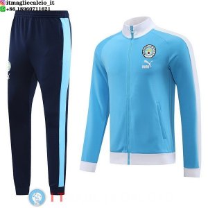 Giacca Set Completo Lunga Zip Manchester city 23-24 Blu Bianco