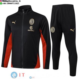 Giacca Lunga Zip Set Completo AC Milan 24-25 Nero I Rosso