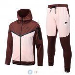 Giacca Felpa Cappuccio Set Completo Nike 22-23 Borgogna Rosa