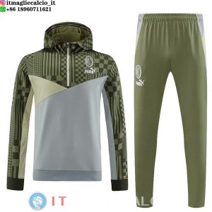 Giacca Felpa Cappuccio AC Milan 23-24 Verde Grigio