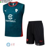 Senza Maniche Set Completo Maglia AC Milan 2025/2026 Verde Nero Senza Maniche Set Completo Maglia AC Milan 2025/2026 Verde Nero