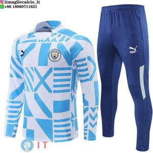 Felpa Da Allenamento Set Completo Manchester city 22-23 Bianco Blu