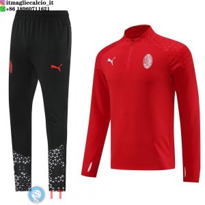 Felpa Da Allenamento Set Completo AC Milan 23-24 Nero I Rosso