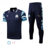 POLO Maglia Set Completo Marseille 2022/2023 Blu Navy