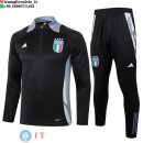 Felpa Da Allenamento Bambino Set Completo Italia 2024 Nero Grigio